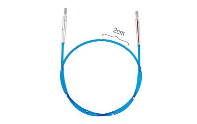 KnitPro krāsains maināmais kabelis adāmadatām ar mērlenti, zils, 60 cm