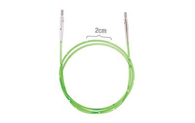 KnitPro krāsains maināmais kabelis adāmadatām ar mērlenti, neona zaļš, 150 cm