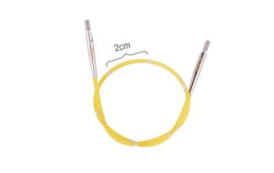 KnitPro krāsains maināmais kabelis adāmadatām ar mērlenti, dzeltens, 40 cm