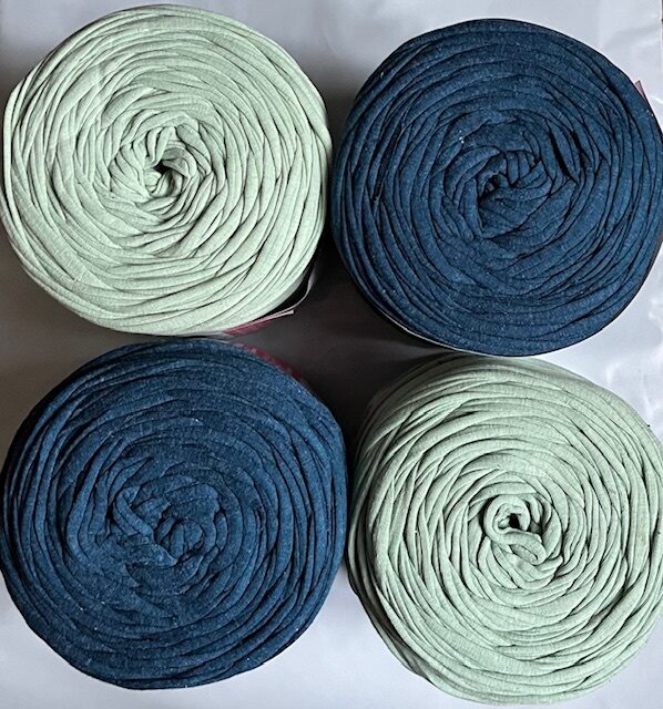 Auduma lentīšu diegi, zili zaļganais komplekts