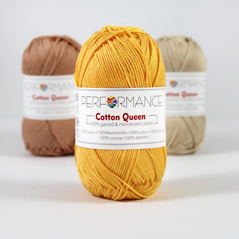 Kokvilnas dzija, Cotton queen, dzeltens, 50g