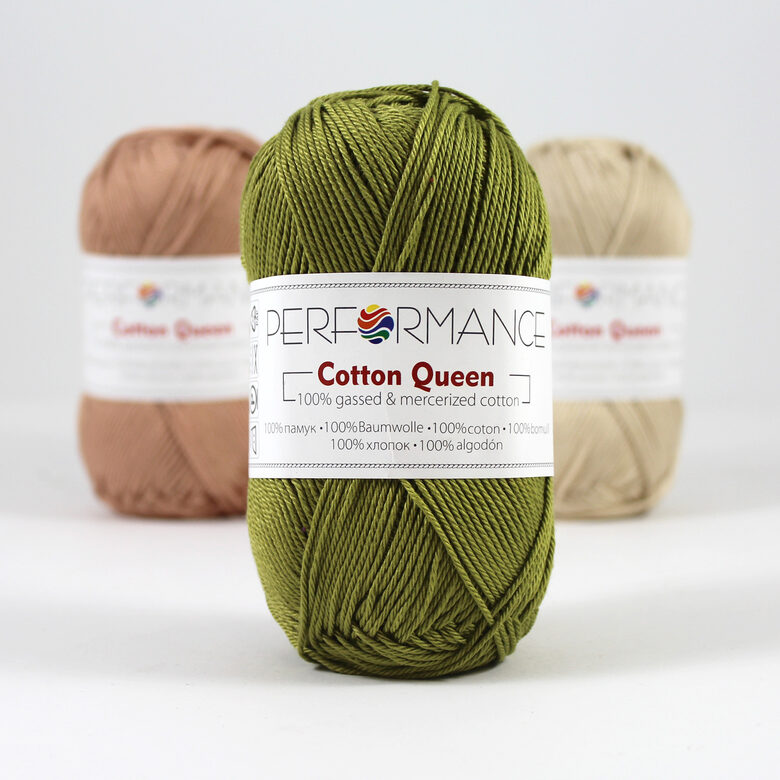 Kokvilnas dzija, Cotton queen, sūnu zaļš, 50g