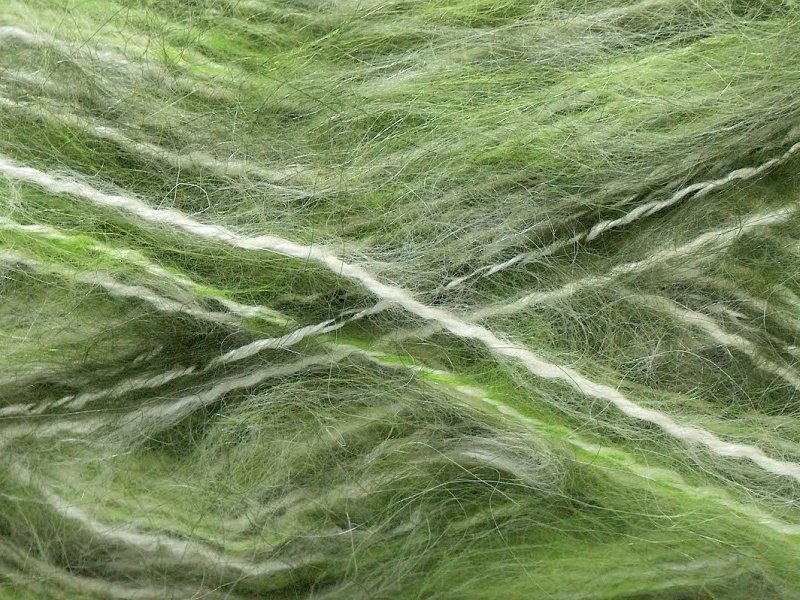 Mohair, zaļš + balts, 100g