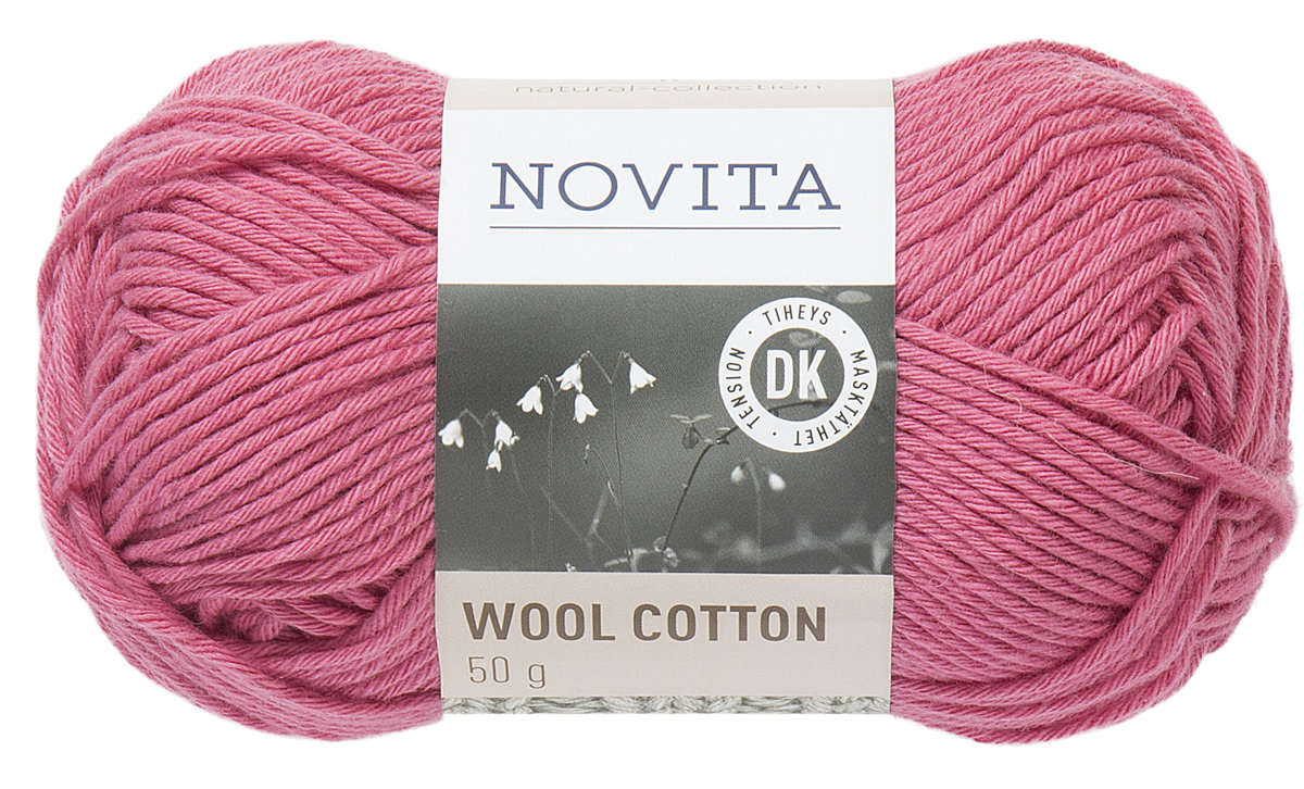 Novita wool cotton, roze, 50g