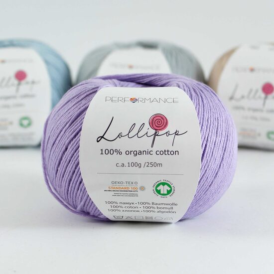 Organiska kokvilna, Lollipop, lavanda, 100g