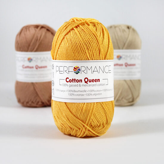 Kokvilnas dzija, Cotton queen, dzeltens, 50g