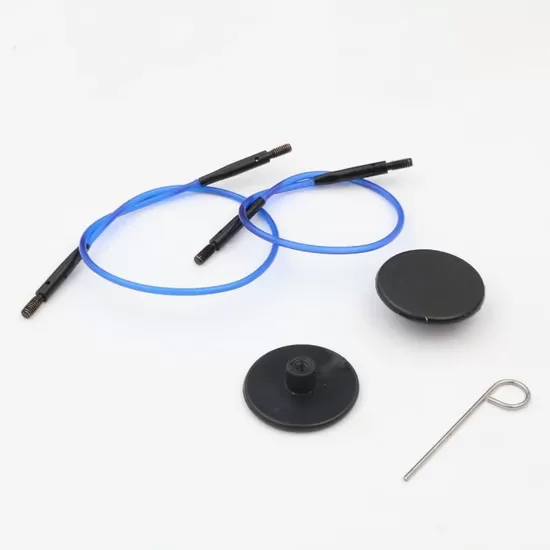 KnitPro neilona adāmadatu aukla MINI, zila ar melniem savienotājiem, 2 gab. komplekts