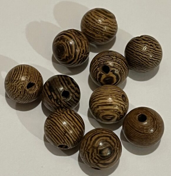 Brūni raibas koka pērlītes, d-8.5mm, 10gab.