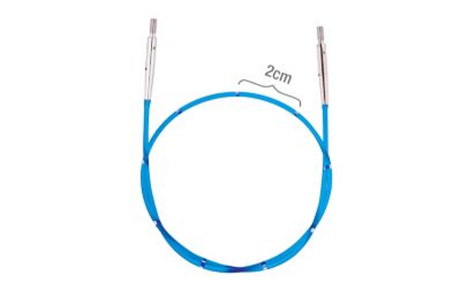 KnitPro krāsains maināmais kabelis adāmadatām ar mērlenti, zils, 60 cm