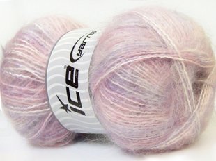 Mohair, balts + gaiši rozā + gaiši lillā, 100g