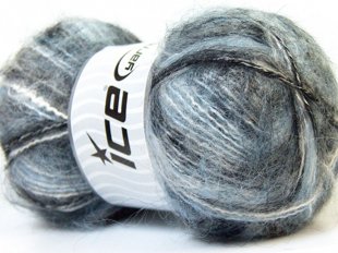 Mohair, melns + pelēks + zils + balts, 100g