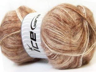 Mohair, brūns + balts, 100g